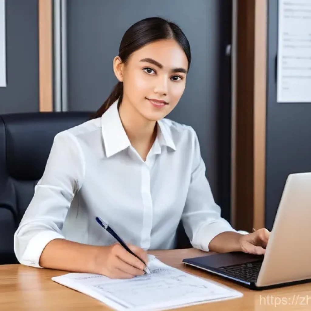 호텔 필기 시험 기출문제 분석 - **Prompt:** "A diligent young professional, dressed in smart business casual attire (e.g., a blouse ...