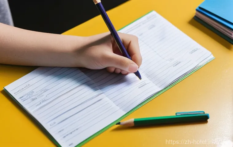 호텔 필기 시험 전날 해야 할 일 - **Prompt:** A young adult student, gender-neutral, sitting at a clean, organized wooden desk in a so...