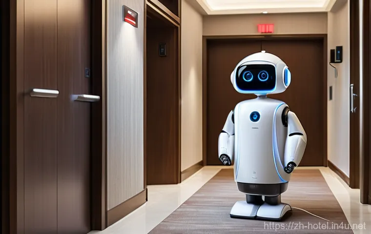 호텔 실무와 관련된 주요 기술 트렌드 - **Prompt: Cozy Smart Hotel Room with Voice Assistant Control**
    "A cozy, luxurious hotel room int...