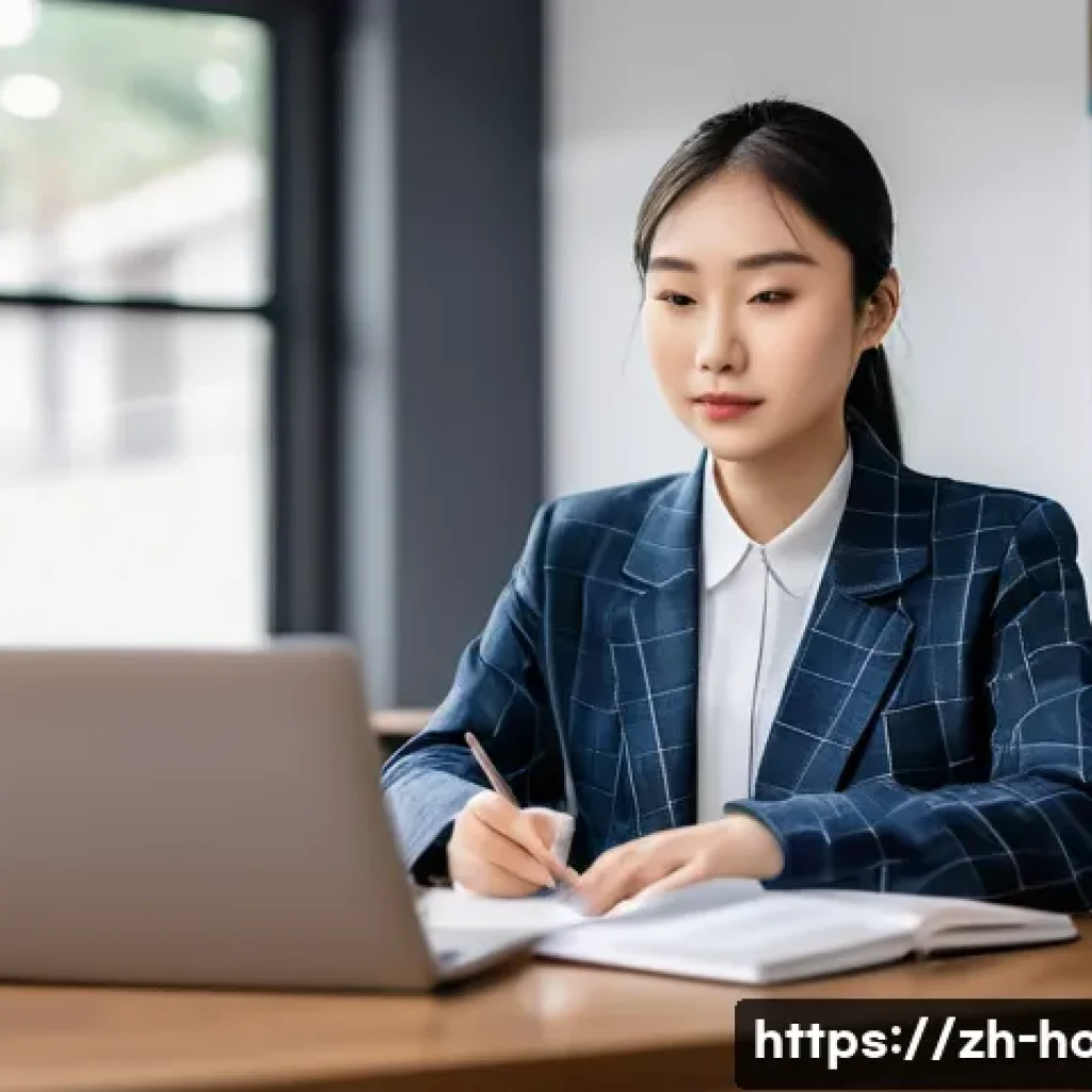 호텔관리사 자격증 공부법 및 팁 - A modern study environment featuring a young Chinese adult woman focused on preparing for the hotel ...